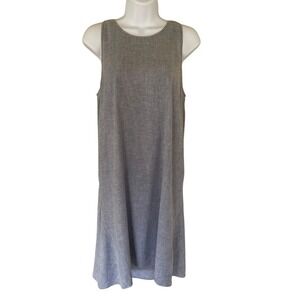 Theory Adlerdale SL Tierra Wash Linen Blend Sleeveless Shift Dress Blue Size 6